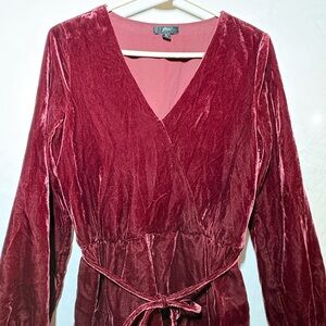 J. Crew Velvet Blouse in Rich Burgundy